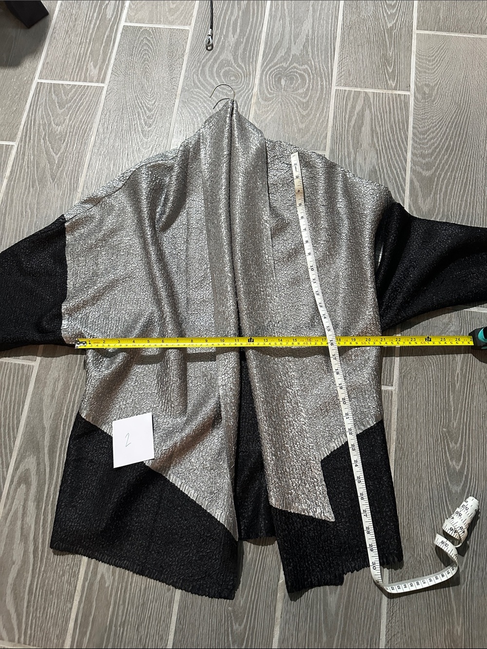 Silver and Black Shimmer Open Front Cardigan